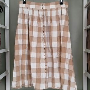 Brown plaid long skirt